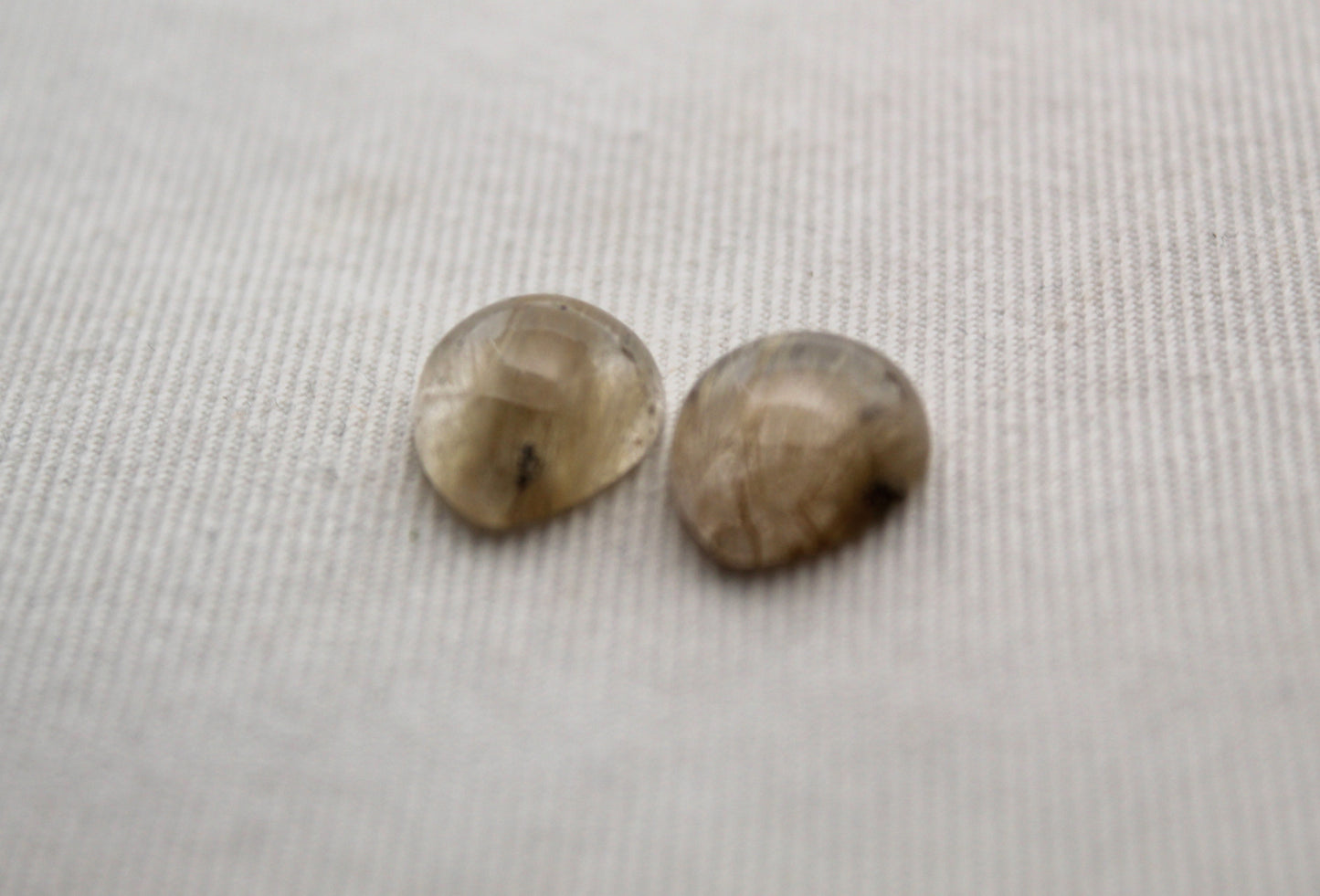 Pair of rutilated Quartz cabochons Pear Gemstones 10X12MM