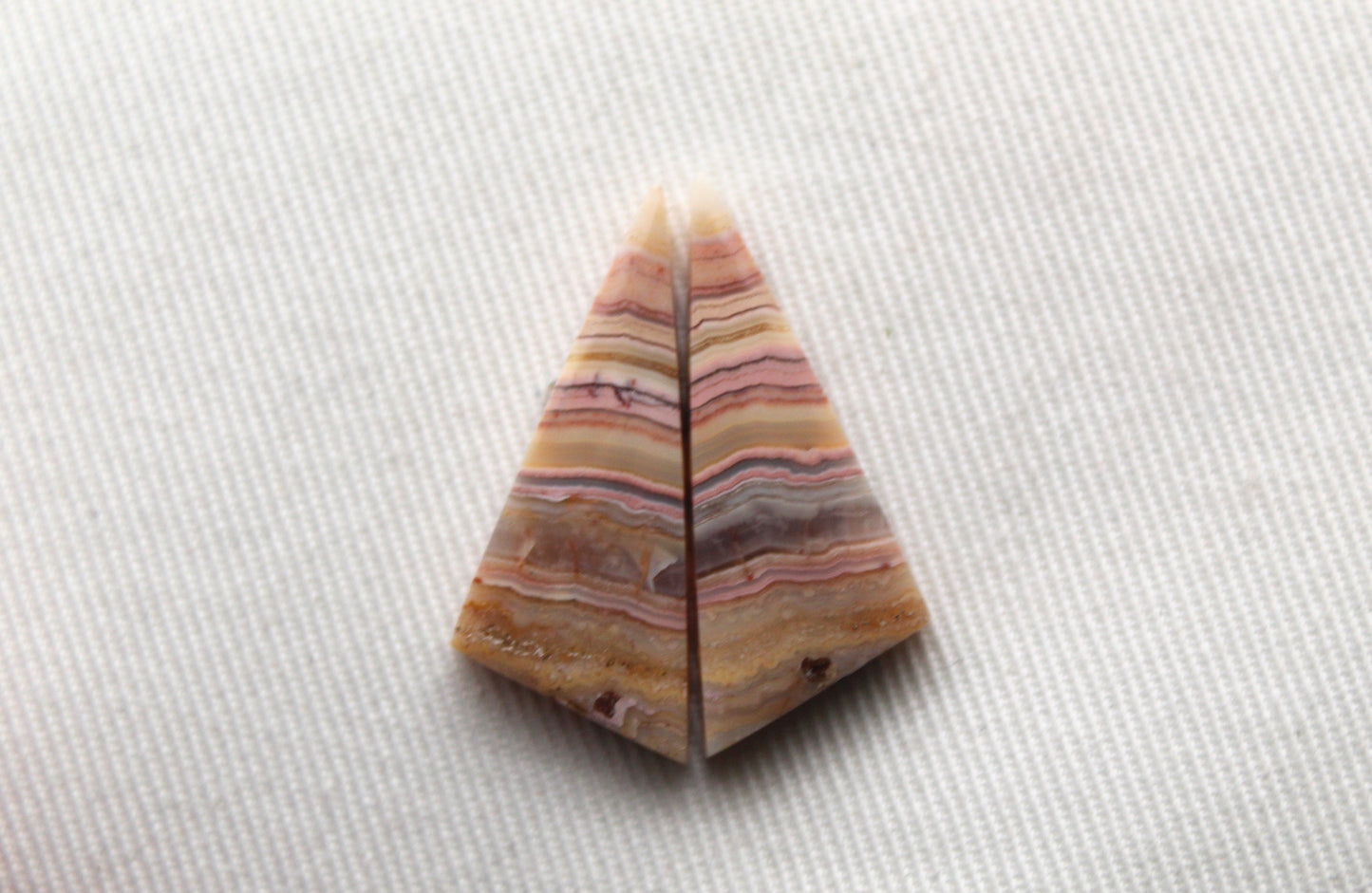 Banded Agates Cabochons Gemstone Pair triangle multicolors