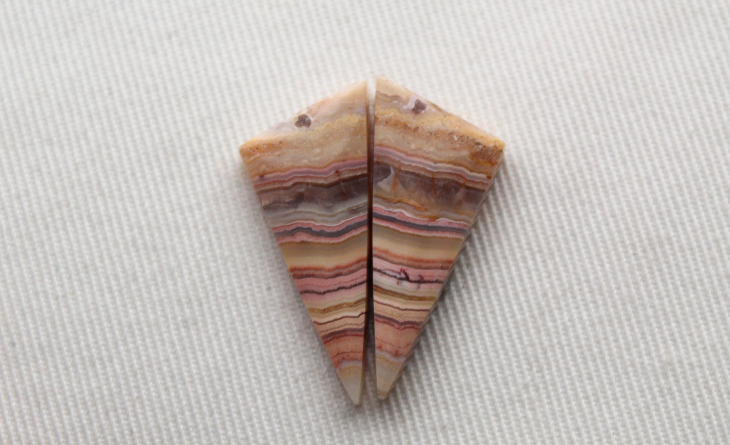 Banded Agates Cabochons Gemstone Pair triangle multicolors