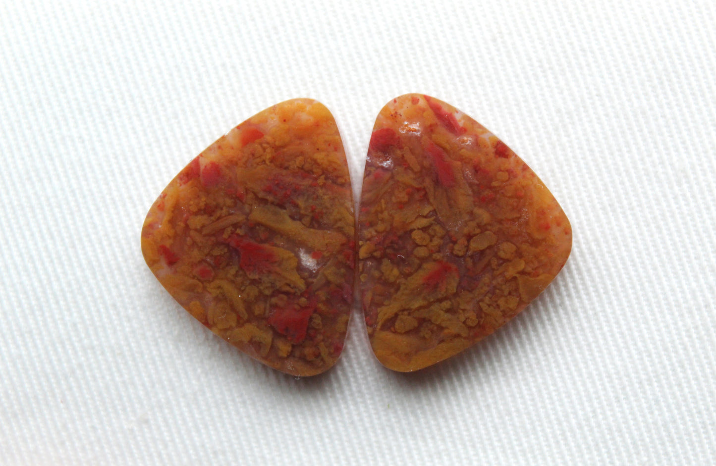 Pair of Mexican Agate Cabochons Freeform gemstones