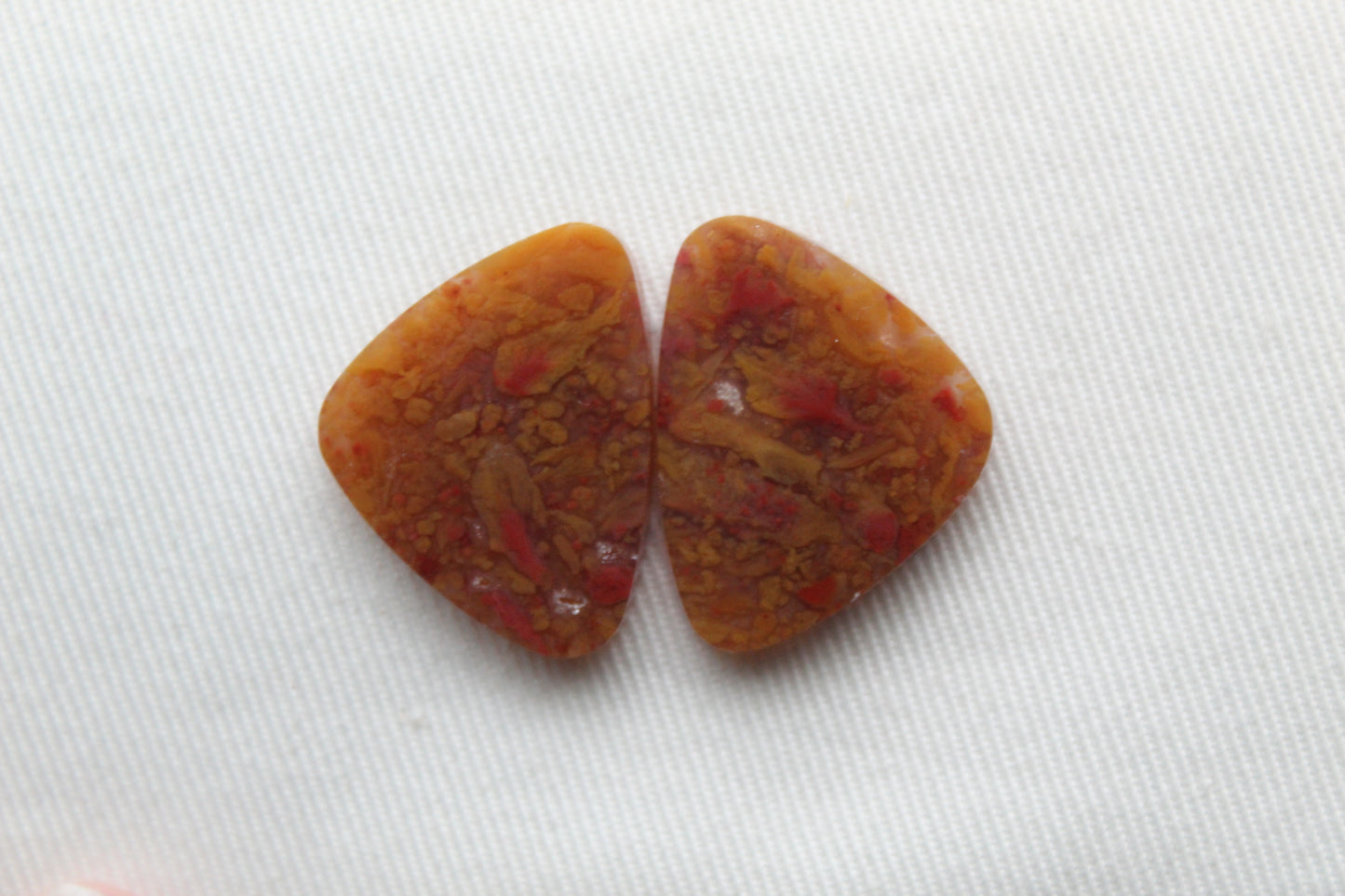 Pair of Mexican Agate Cabochons Freeform gemstones