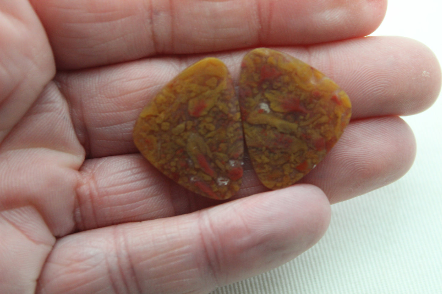 Pair of Mexican Agate Cabochons Freeform gemstones