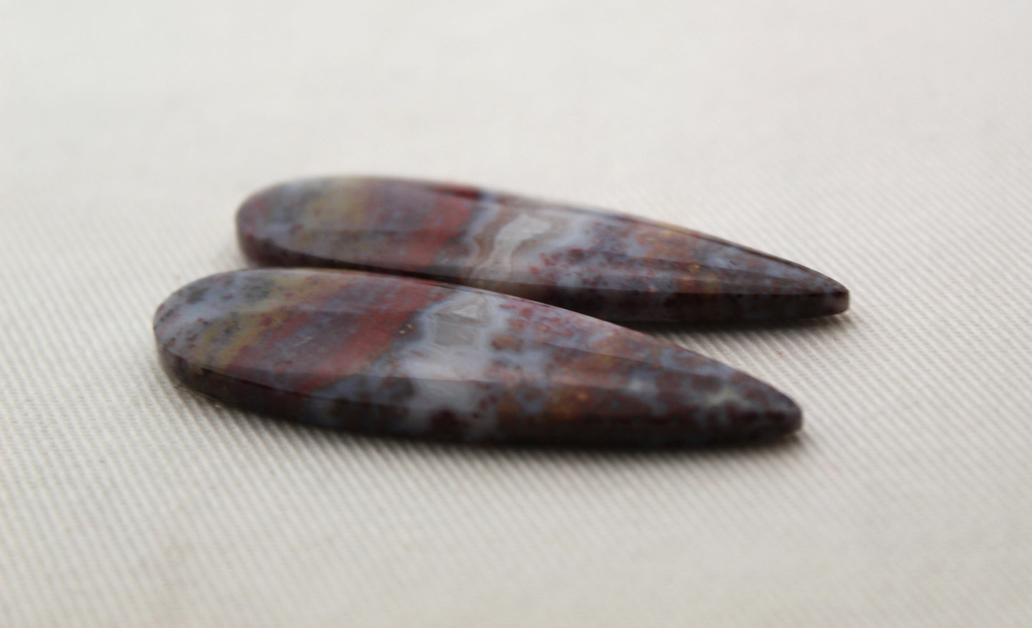 Pair Indonesian Plume Agate Cabochons gemstone natural