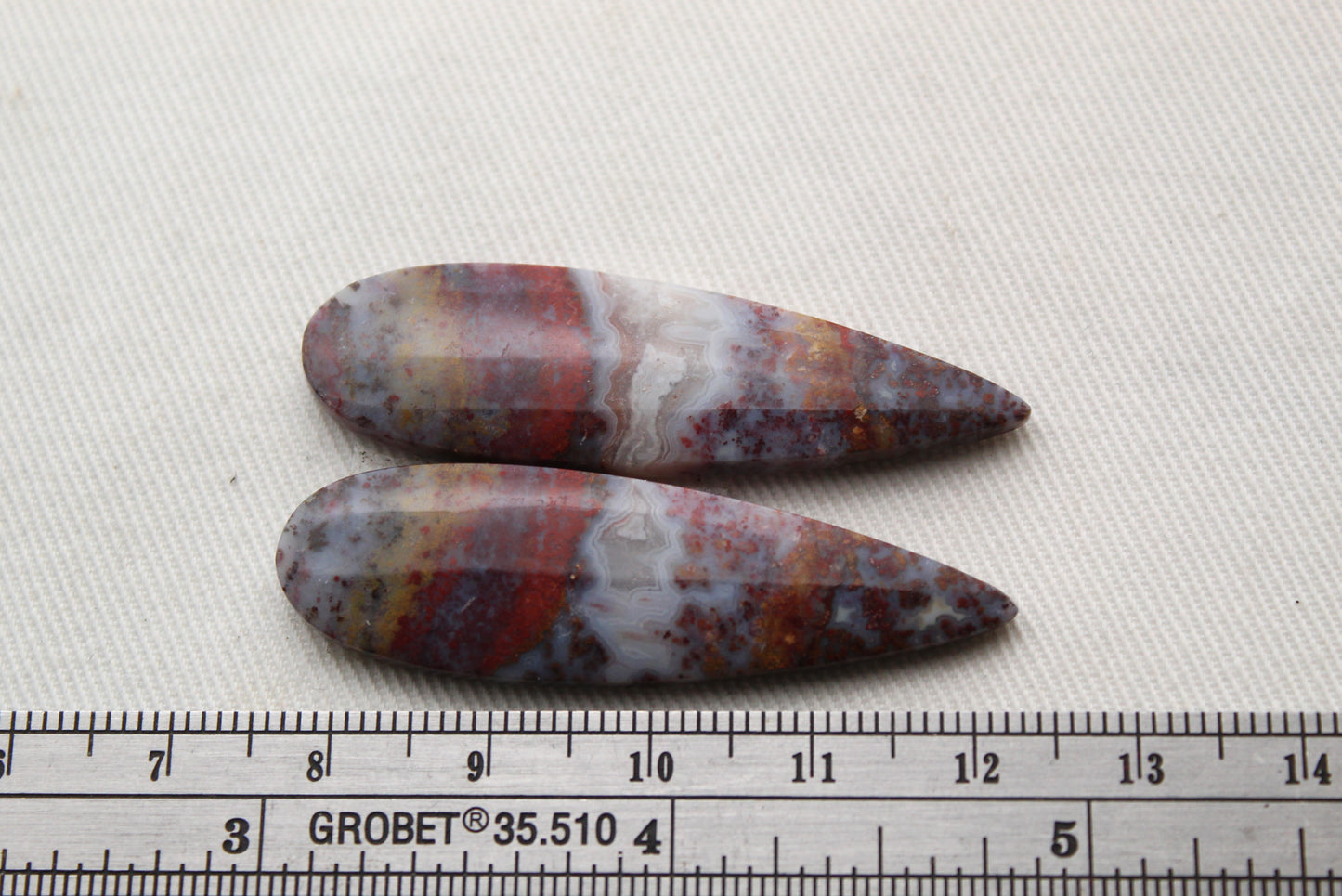 Pair Indonesian Plume Agate Cabochons gemstone natural