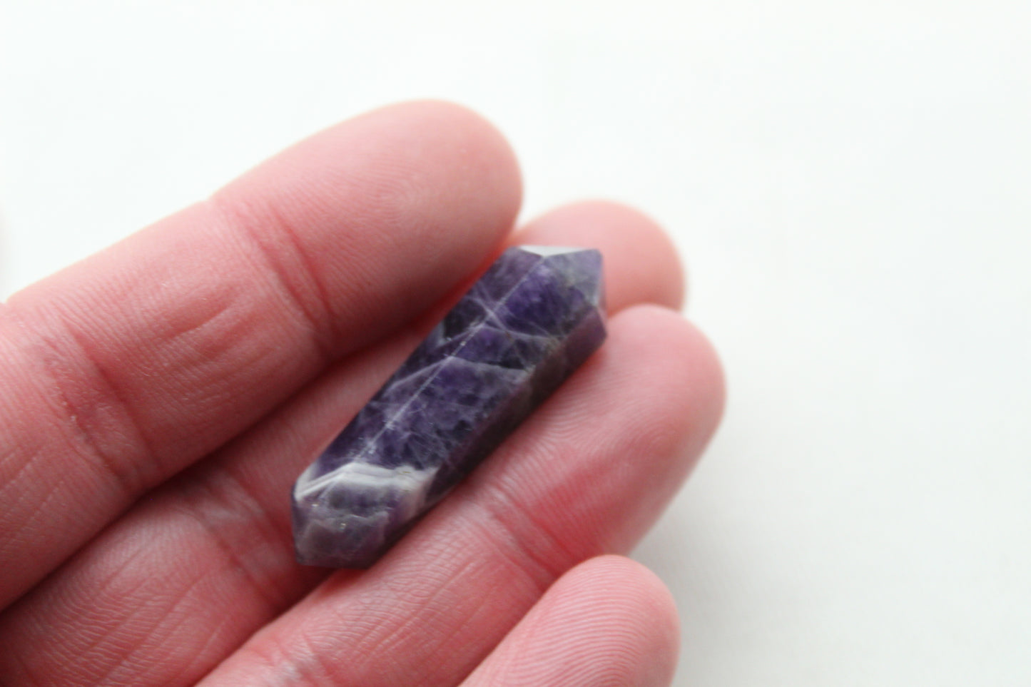 Amethyst Chevron double point Tower gemstone pendant size UNDRILLED