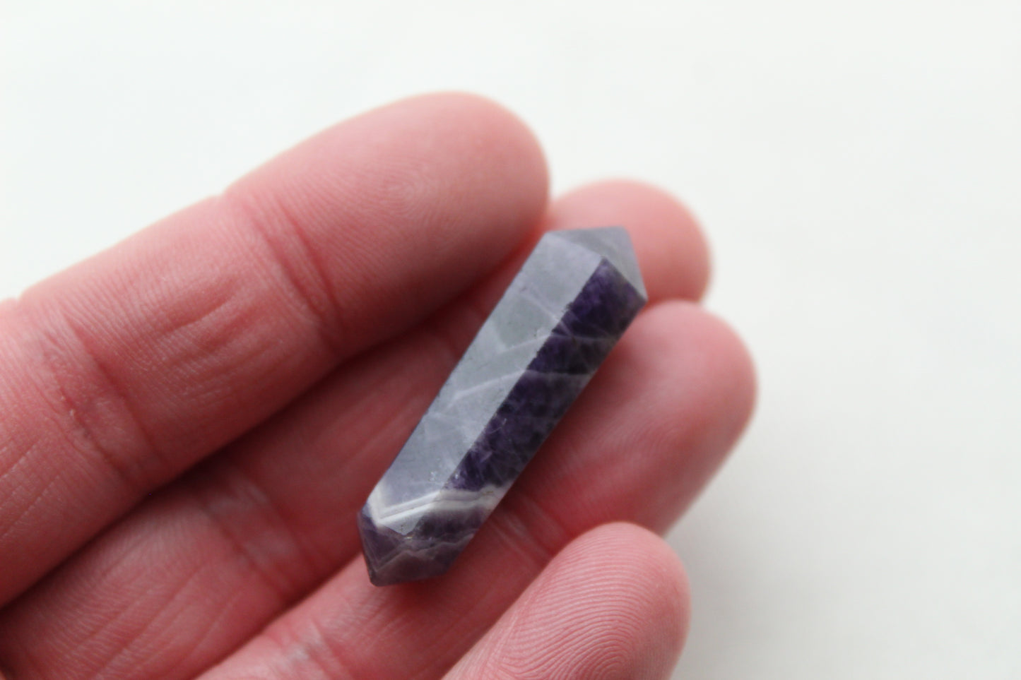 Amethyst Chevron double point Tower gemstone pendant size UNDRILLED