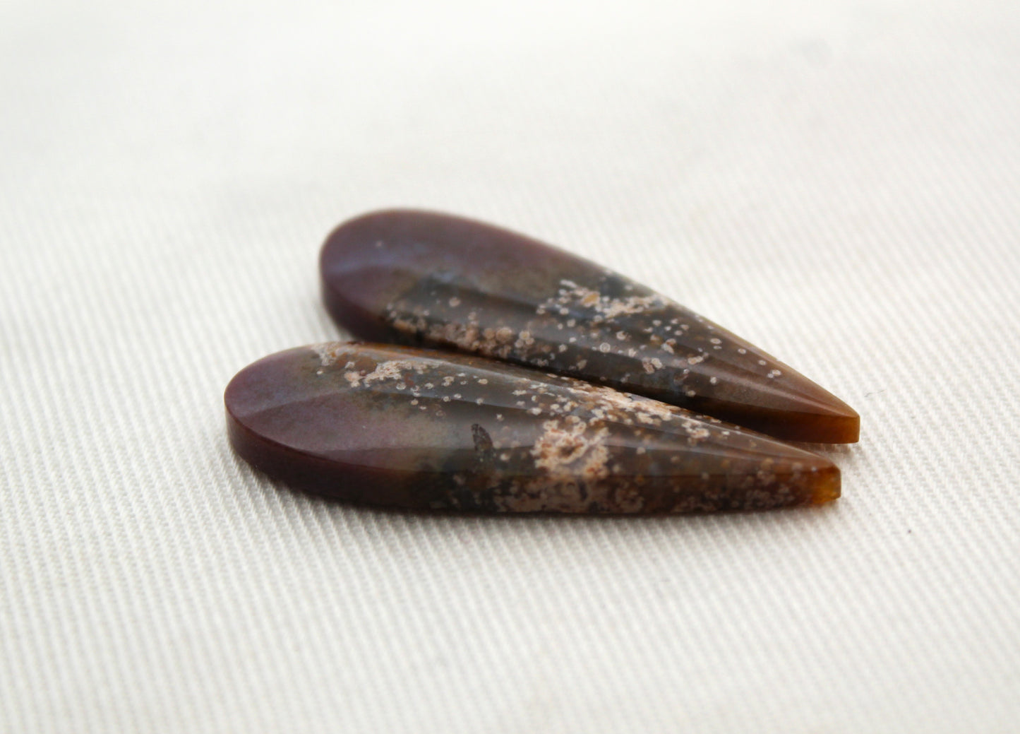 Pair of Petrified Wood Cisero Cabochons purple