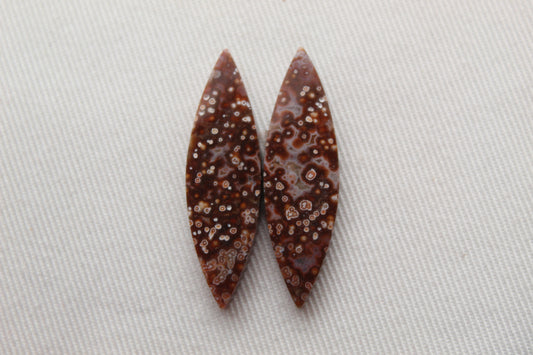 River Jasper Cabochon Pair Gemstone brown white