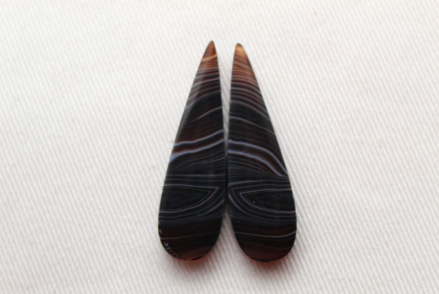 Banded Agates Cabochons Gemstone brown Pair freeform