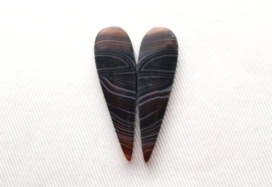 Banded Agates Cabochons Gemstone brown Pair freeform