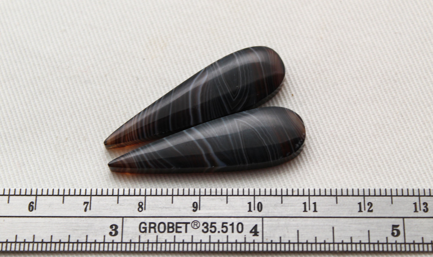 Banded Agates Cabochons Gemstone brown Pair freeform