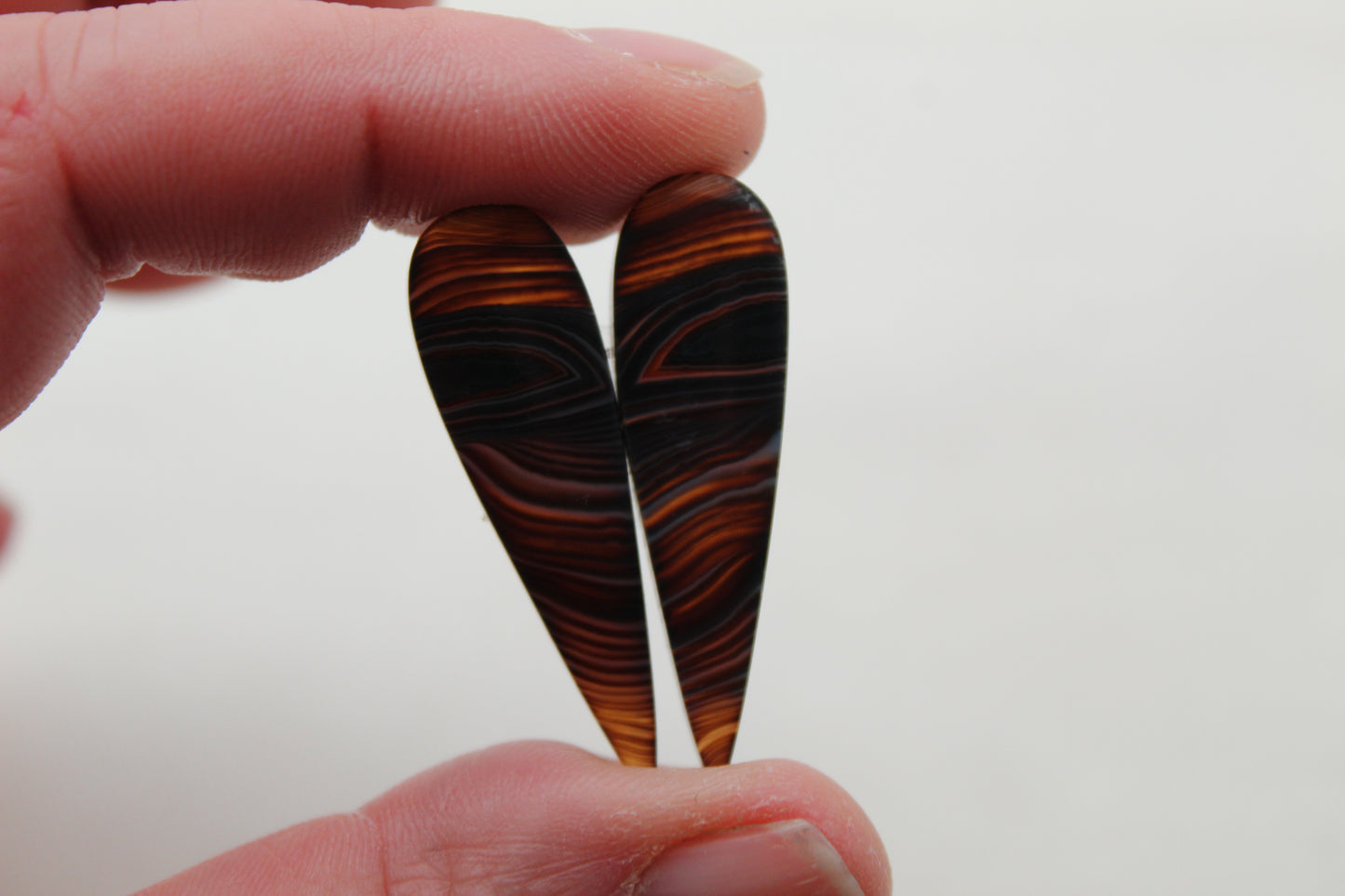 Banded Agates Cabochons Gemstone brown Pair freeform