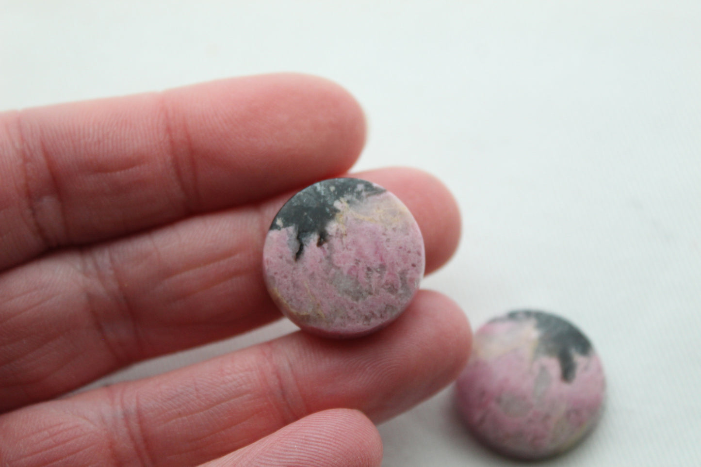 Cabochon Rond Rhodonite Rose Haut Dôme Gemme 22MM