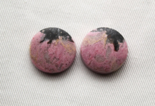 Cabochon Rond Rhodonite Rose Haut Dôme Gemme 22MM