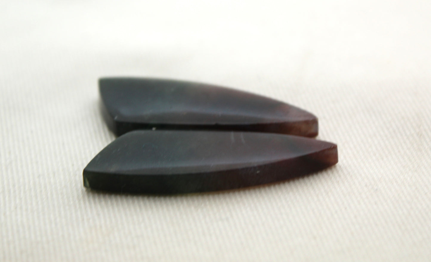 Pair Bloodstone Cabochons freeform