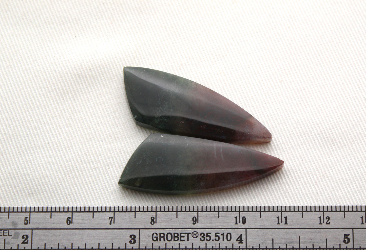 Pair Bloodstone Cabochons freeform