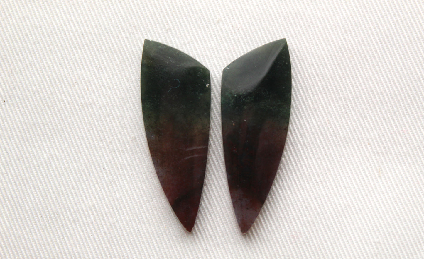 Pair Bloodstone Cabochons freeform