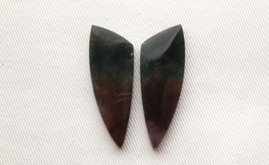 Pair Bloodstone Cabochons freeform