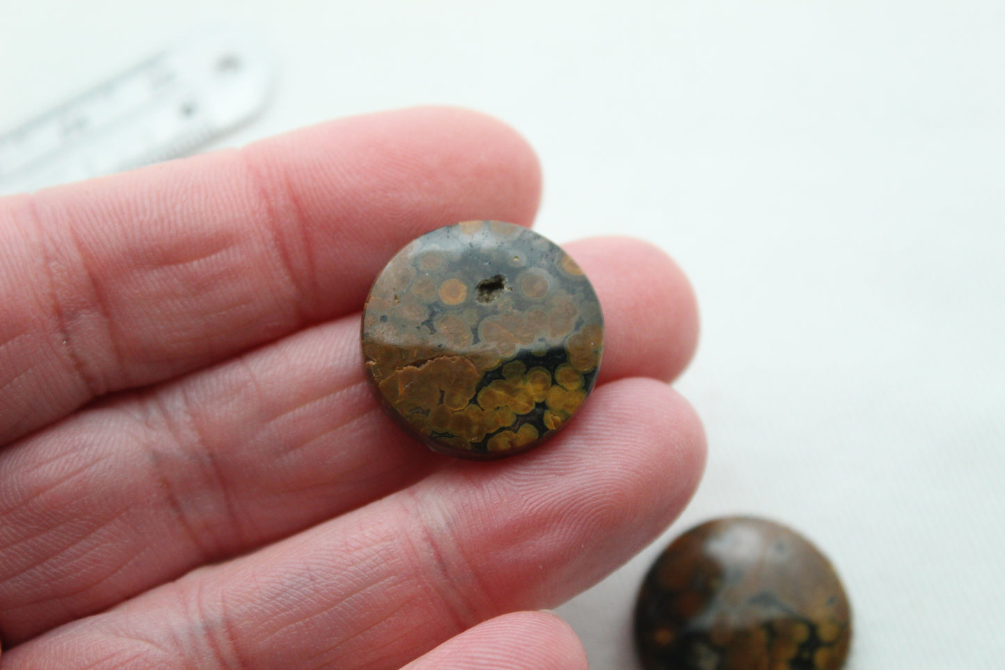 Orbicular Jasper Cabochon Pair Gemstone green 20MM