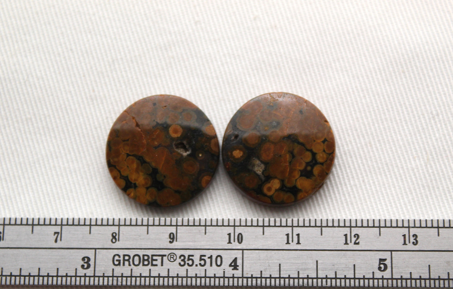 Orbicular Jasper Cabochon Pair Gemstone green 20MM