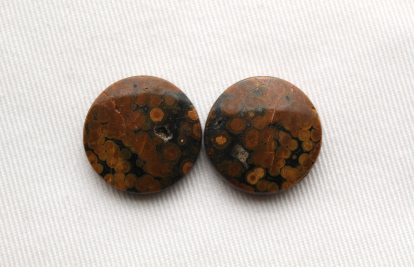 Orbicular Jasper Cabochon Pair Gemstone green 20MM