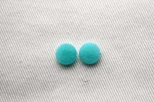 <tc>Deux cabochons plats Amazonite 8 mm pierres rondes</tc>