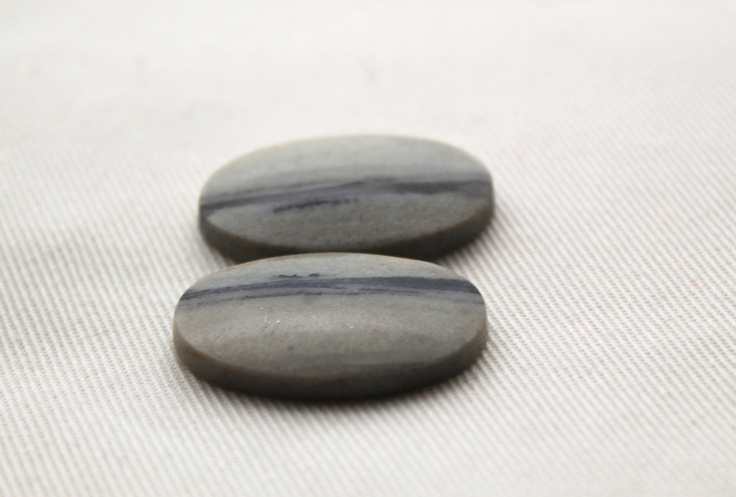 Pair of striped Jasper Cabochons Oval