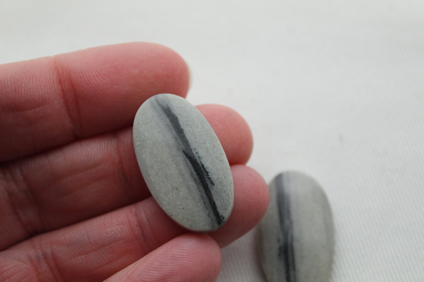 Pair of striped Jasper Cabochons Oval