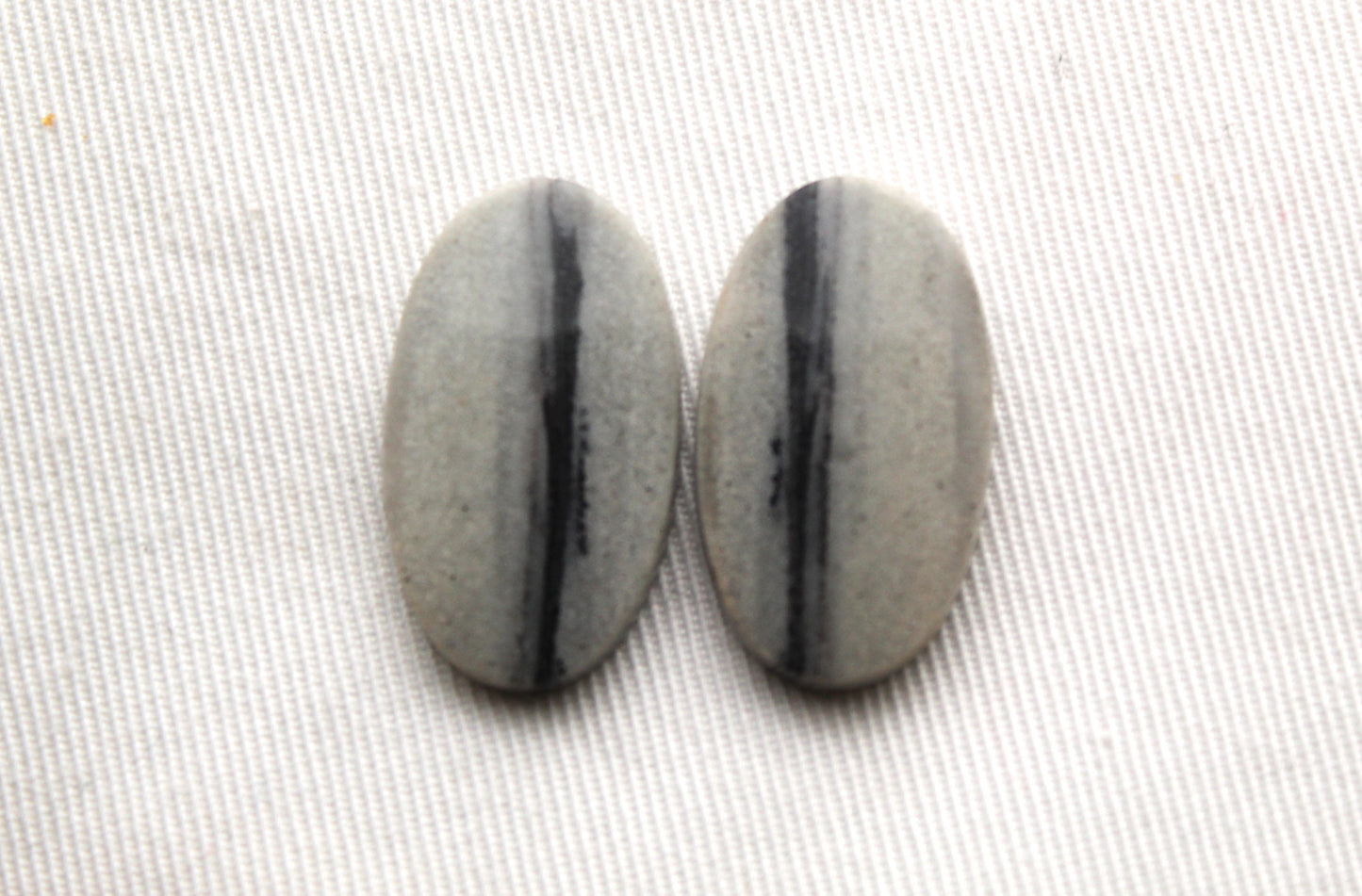 Pair of striped Jasper Cabochons Oval