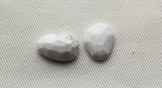 Two Small howlite cabochons Gemstone freeform rose cut white