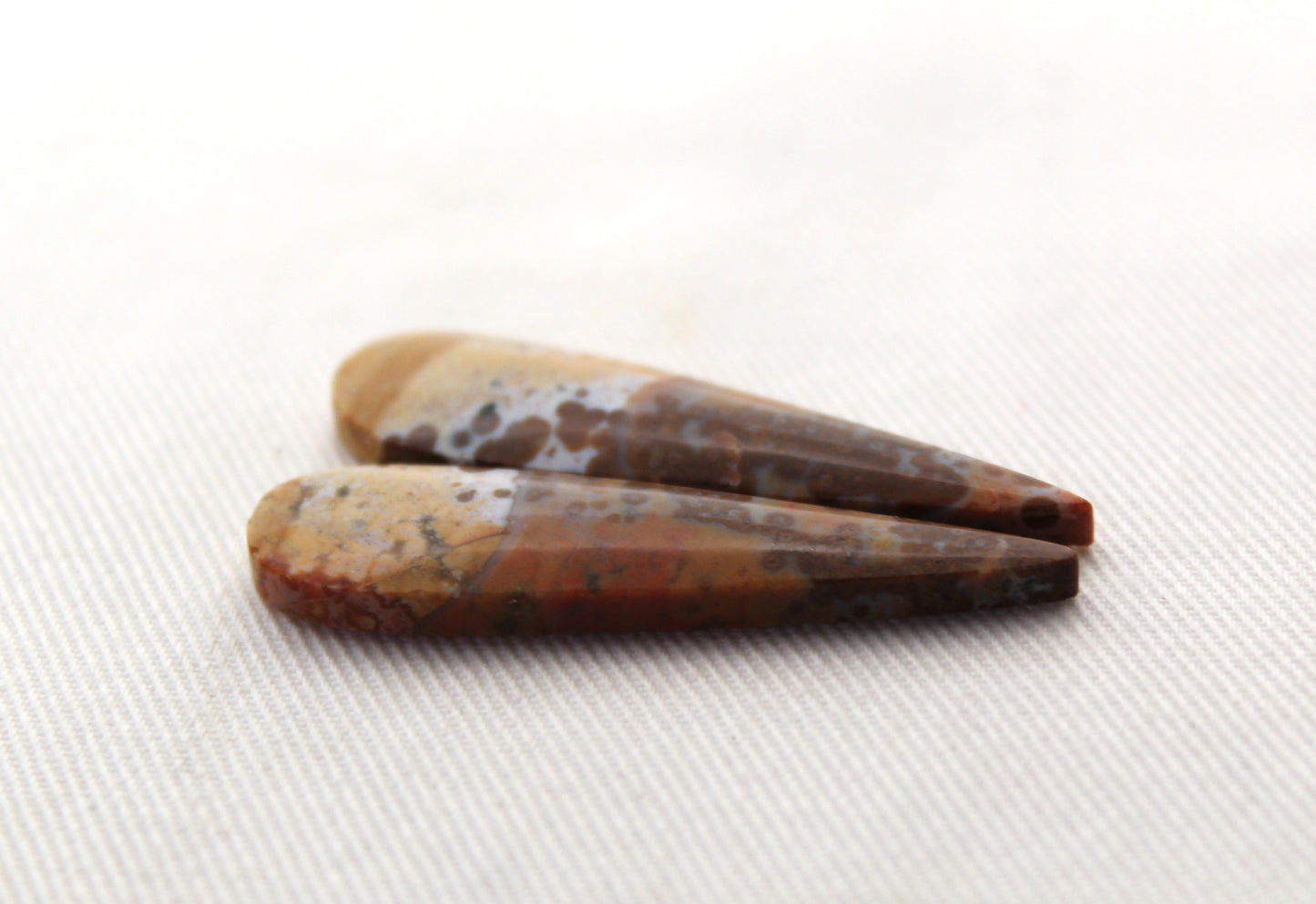 Orbicular Jasper cabochon Pair Gemstones brown drop