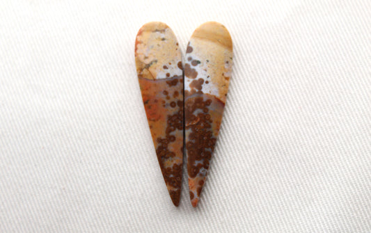 Orbicular Jasper cabochon Pair Gemstones brown drop