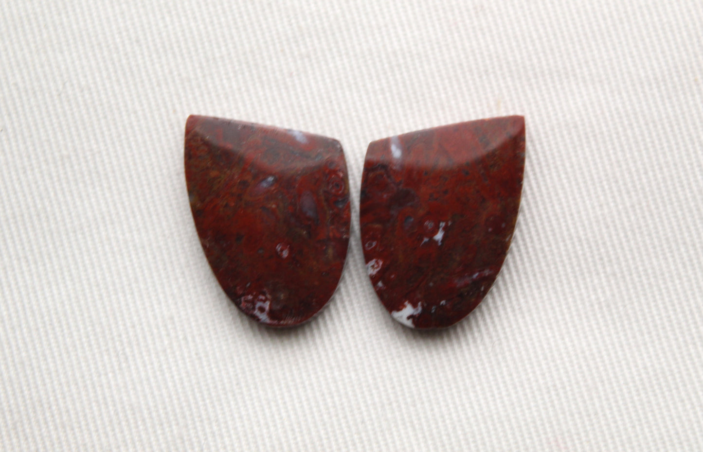 Stromatolite Cabochon Pair Gemstone red white