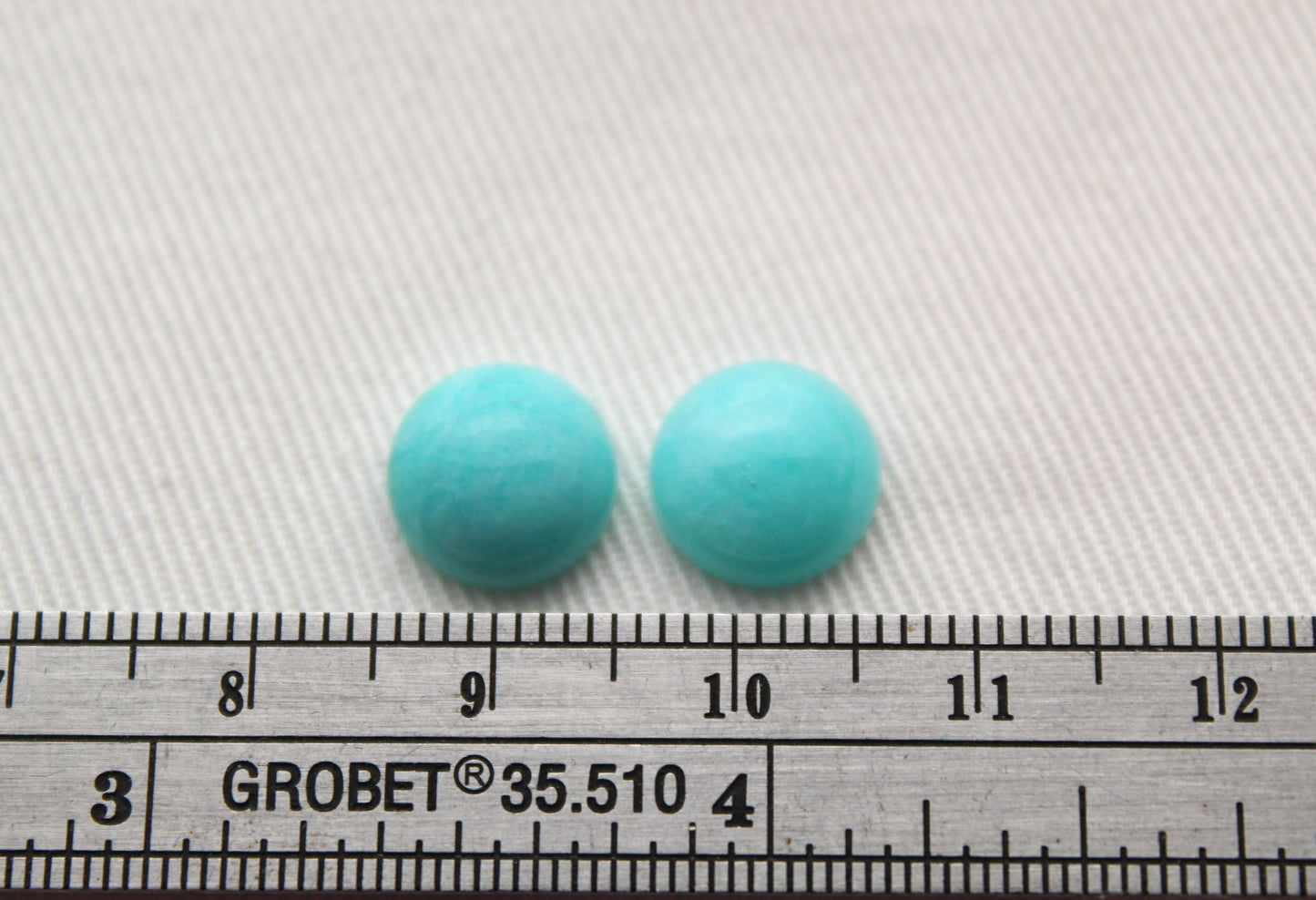 Pair of Amazonite cabochons 10 MM Gemstones round