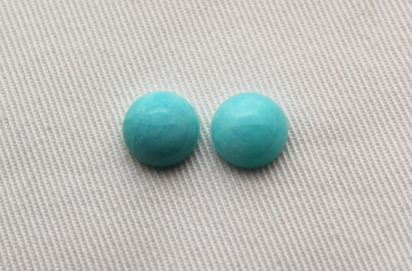 Pair of Amazonite cabochons 10 MM Gemstones round