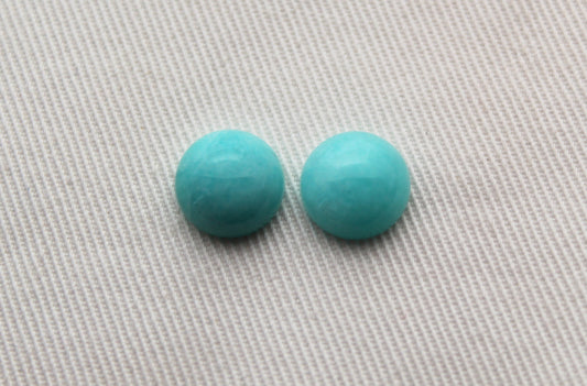 Pair of Amazonite cabochons 10 MM Gemstones round