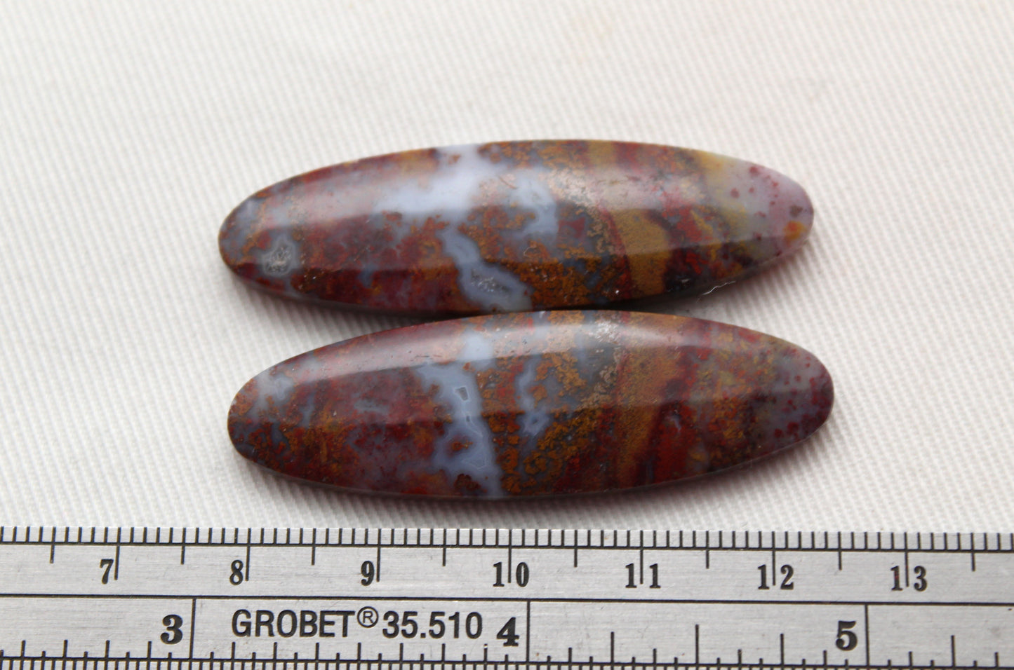 Large Pair Indonesian Plume Agate Cabochons gemstone natural