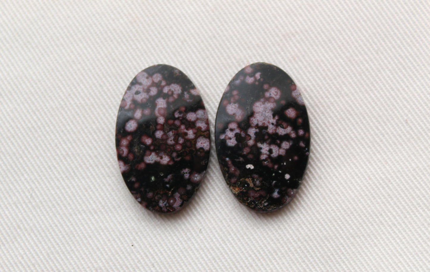 River Jasper Cabochons Pair Gemstone Oval