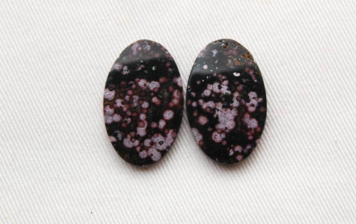 River Jasper Cabochons Pair Gemstone Oval