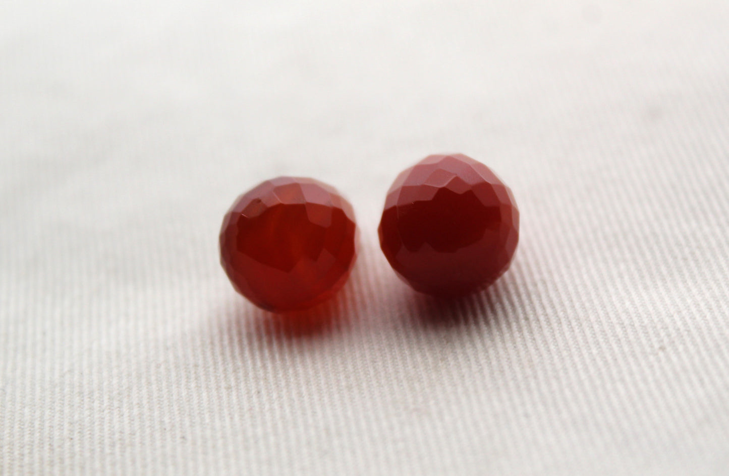 TWO Red Agate Faceted drops Gemstones half drilled 12x16MM