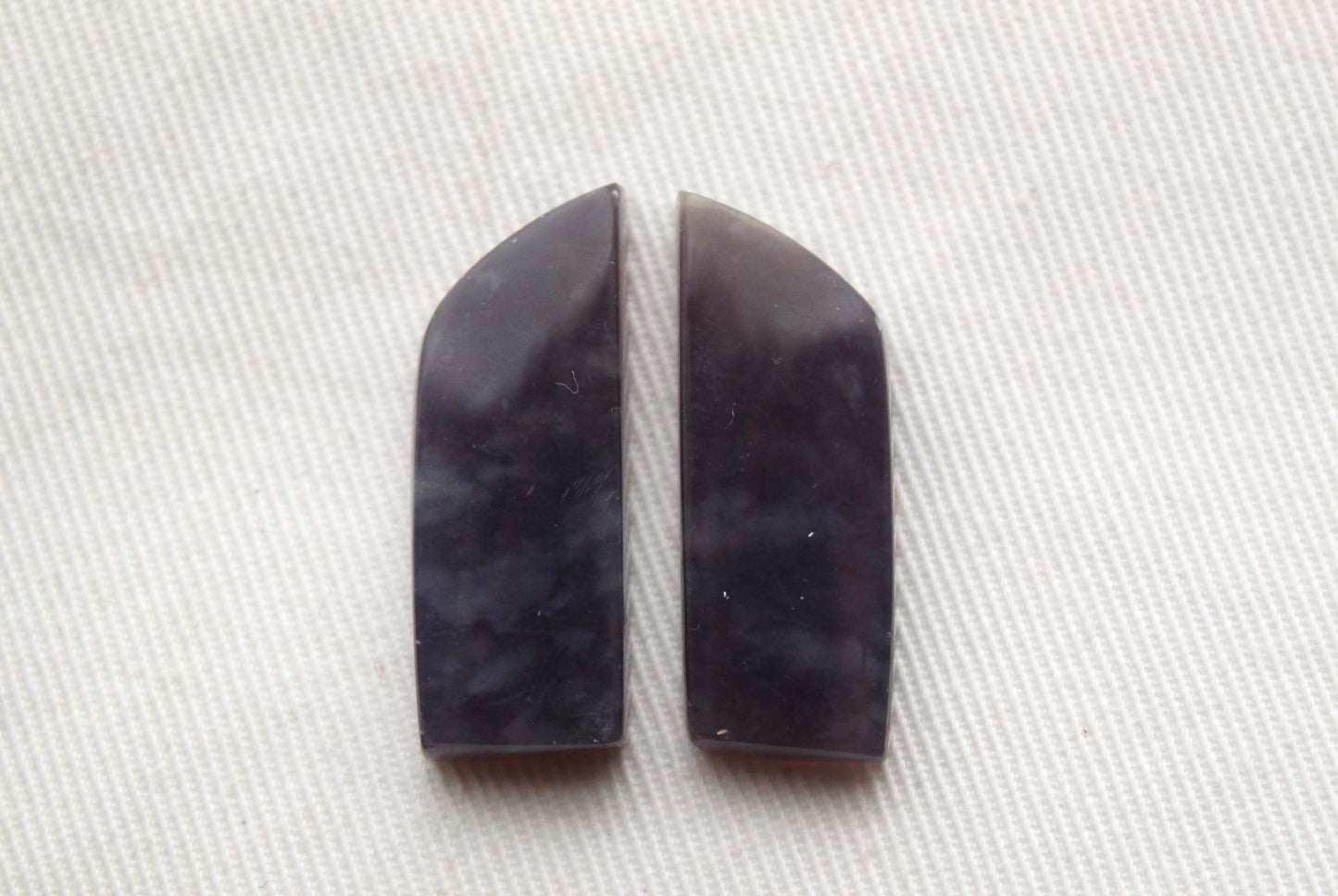 Dark purple Chalcedony cabochons Pair freeform