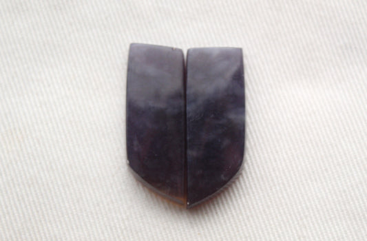 Dark purple Chalcedony cabochons Pair freeform