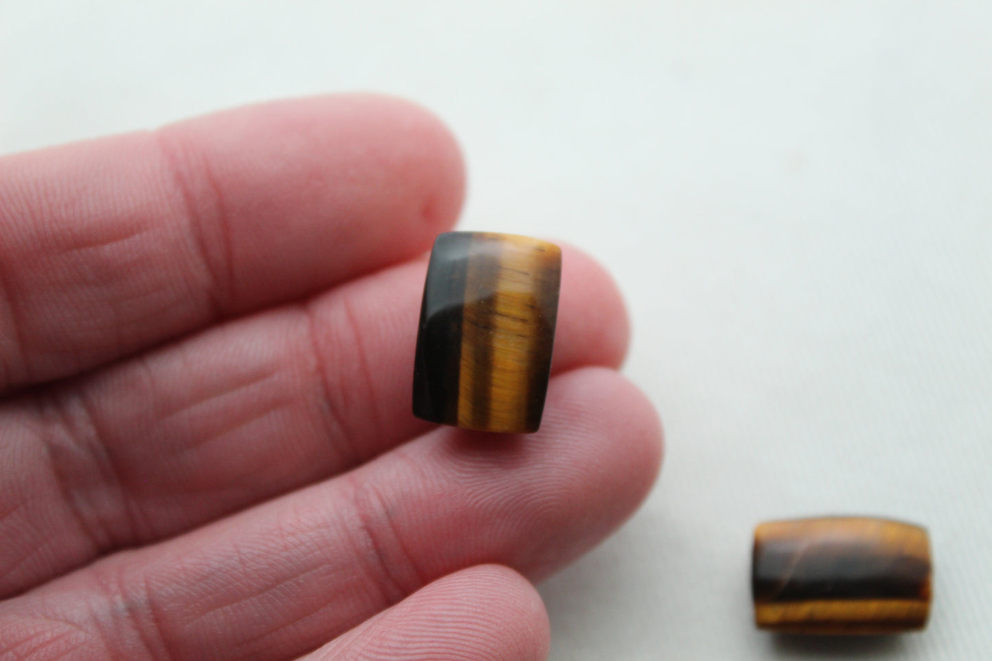 TWO Tiger's eye Cabochons Gemstone rectangle 15X10MM