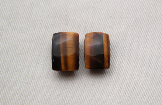 TWO Tiger's eye Cabochons Gemstone rectangle 15X10MM