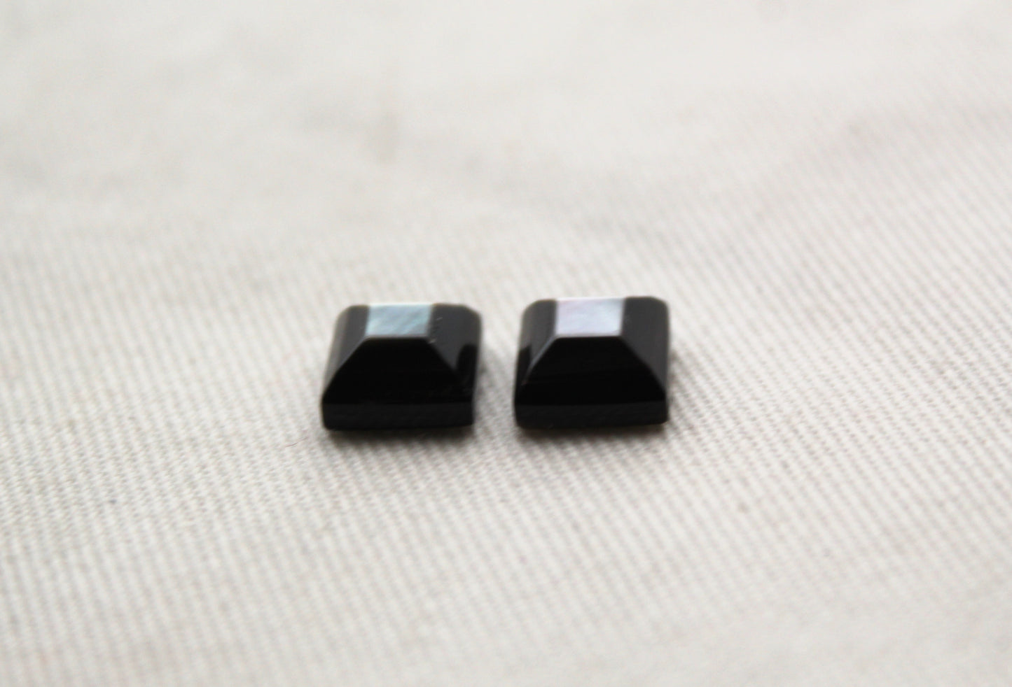 TWO Mother of Pearl Dark Grey cabochons Gemstones faceted square 8MM