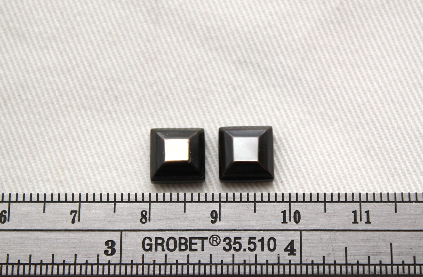 TWO Mother of Pearl Dark Grey cabochons Gemstones faceted square 8MM