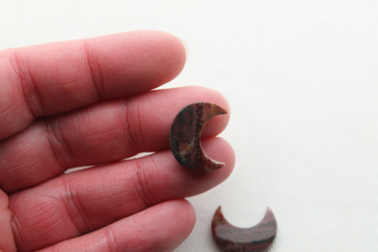 TWO Small MOON Red Jasper Cabochon Gemstone