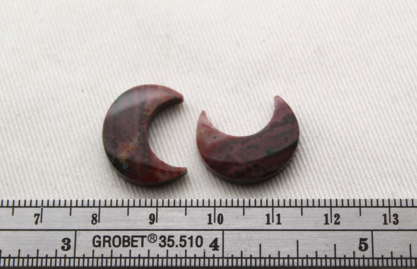 TWO Small MOON Red Jasper Cabochon Gemstone