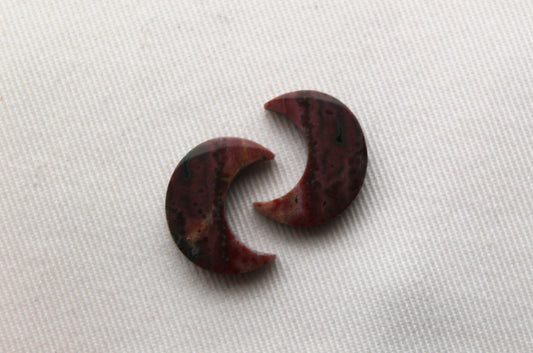 TWO Small MOON Red Jasper Cabochon Gemstone