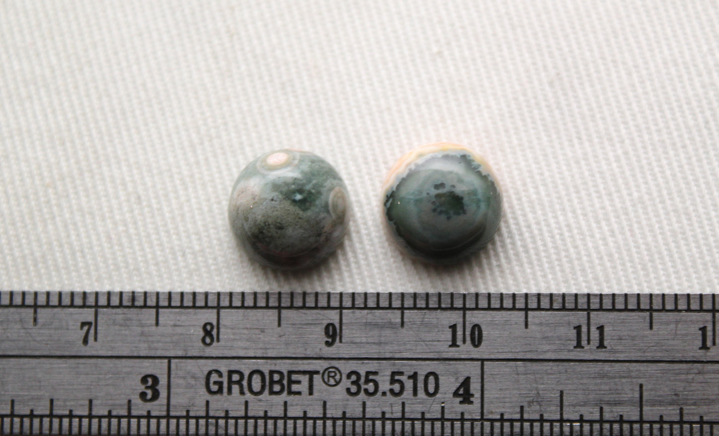 TWO smooth Ocean Jasper cabochons Gemstones round 10MM